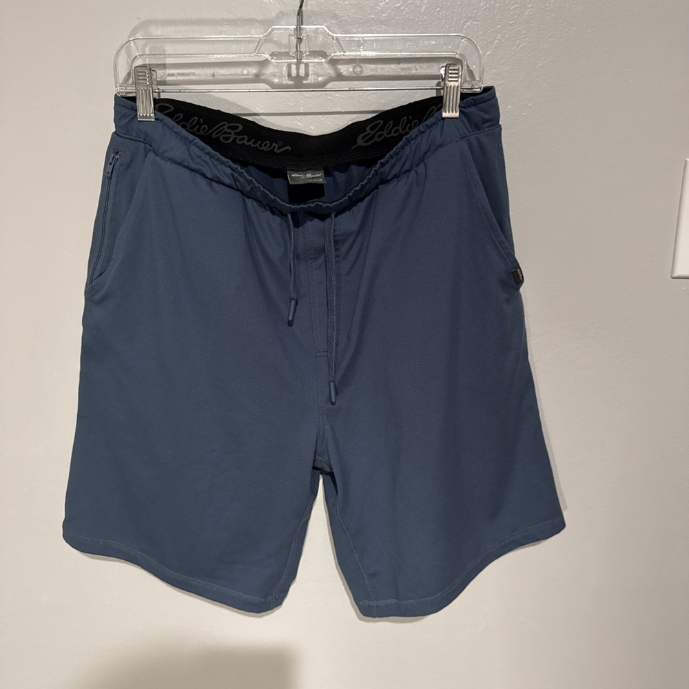 Eddie Bauer Mens Lounge Shorts Stretch Blue Drawstring Pockets Size M 0714